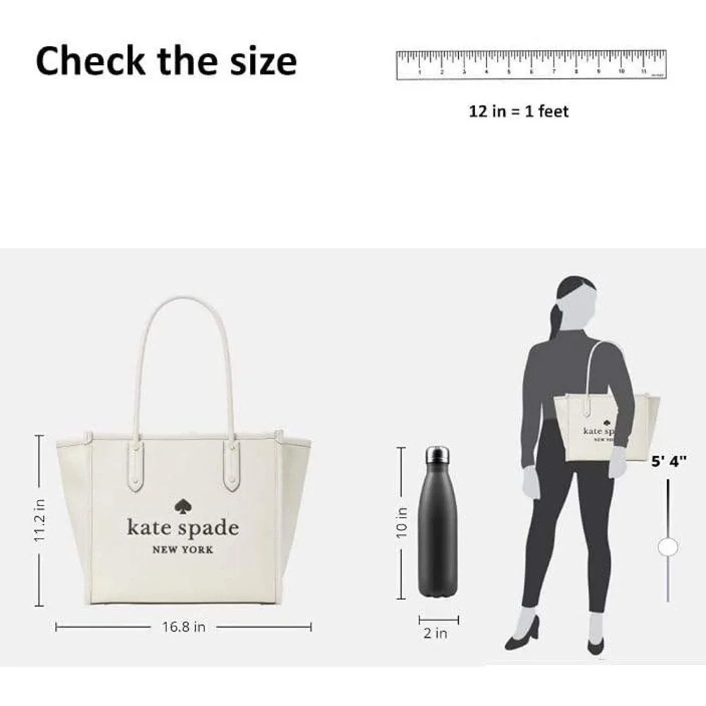 Kate Spade New York Ella Black Pebbled Leather Double Handles Zipper Tote Bag